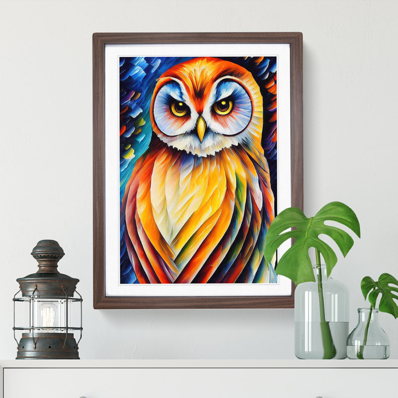 Portrait of a Barn Owl No.2 - Wall Art, 34cm H x 25cm W, Walnut Framed
