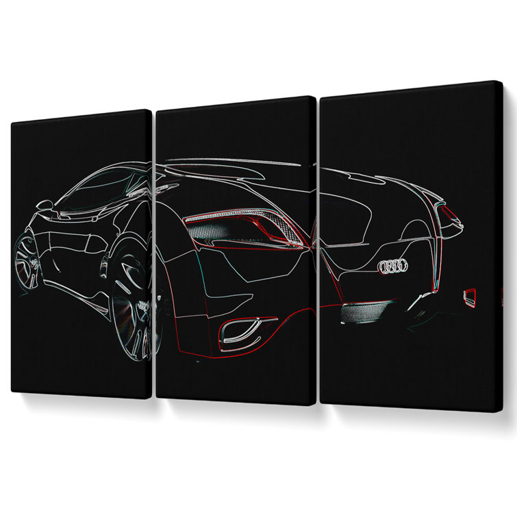 Bugatti Veyron Psychedelic Rear - 3 Piece Wrapped Canvas Print