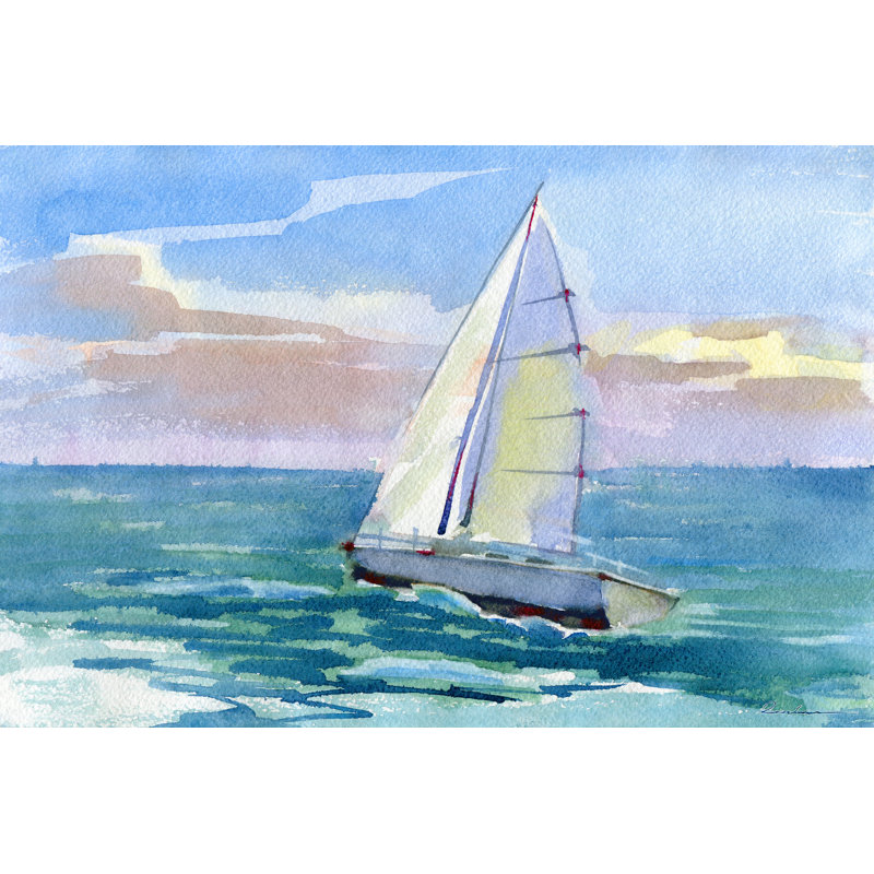 Coucher de soleil sur toile tendue, H 16 po x l 24 po