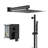 Matte Black Shower With Adjustable Slide Bar - 10 Inch Wall Mounted Square System -Balanced Valve And Joyful Bar, Magnificent-121077227