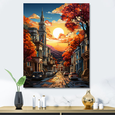 «Krishiv San Francisco City at Orange Sunset», reproduction sur toile
