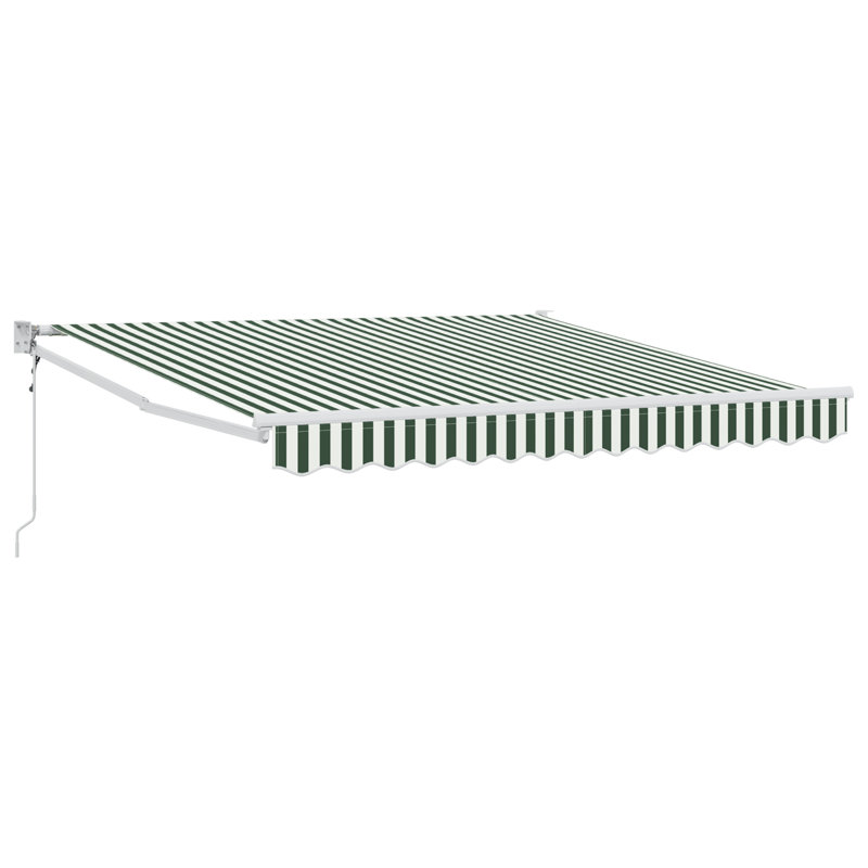 Brayden Studio Retractable Patio Awning, 300 cm W x 250 cm D, Green Striped