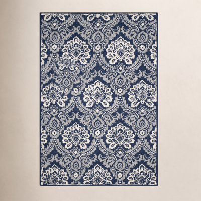 Tansy Navy Ivory Hand-Tufted Wool Rug