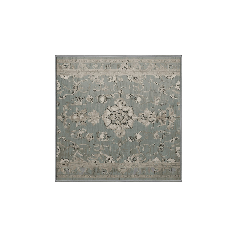 Machine Washable Gray Area Rug, Square 8'