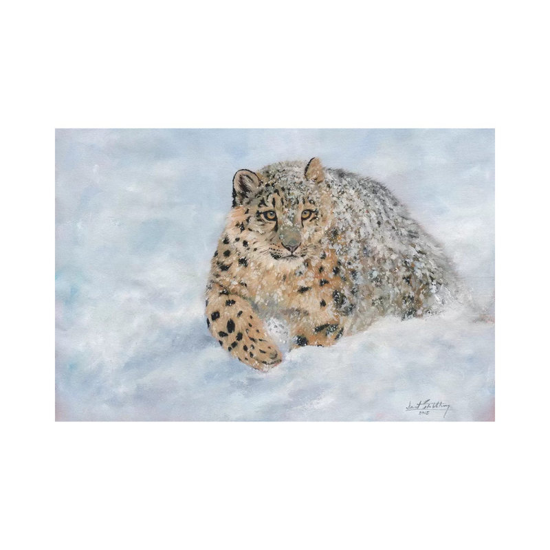 Snow Leopard Snow Final by David Stribbling - Wrapped Canvas Painting, 101.6 cm H x 66.04 cm W x 1.91 cm D