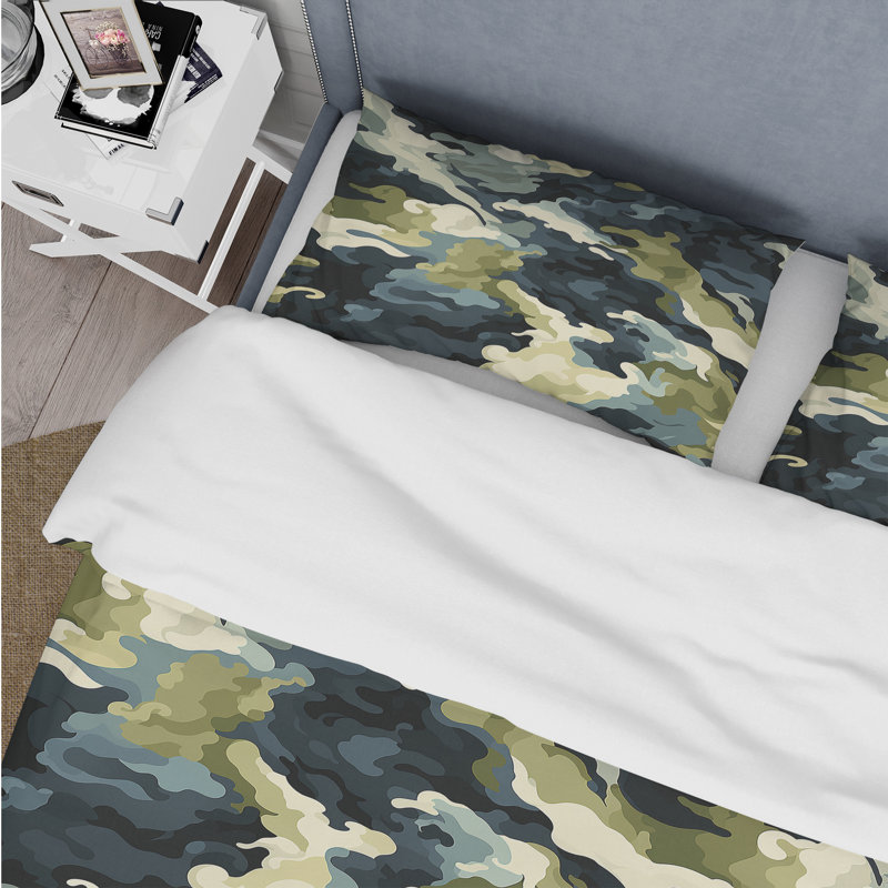 Ensemble de housse de couette Retro Revival - Camouflage, Housse de couette simple + 1 taie décorative stan