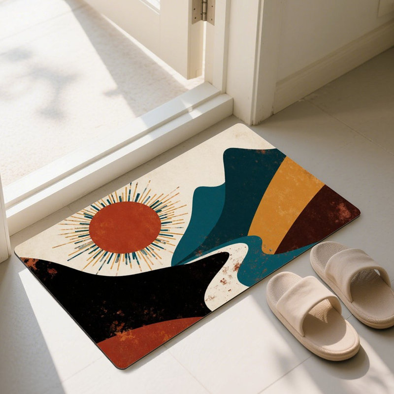 Paillasson Mountain and Sun Boho, 24 po x 36 po, pour porche d'entrée