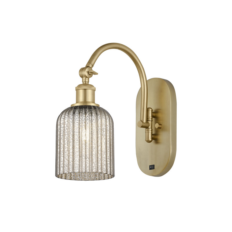 Fiennes Steel Armed Sconce, Satin Nickel, Metallic Gray