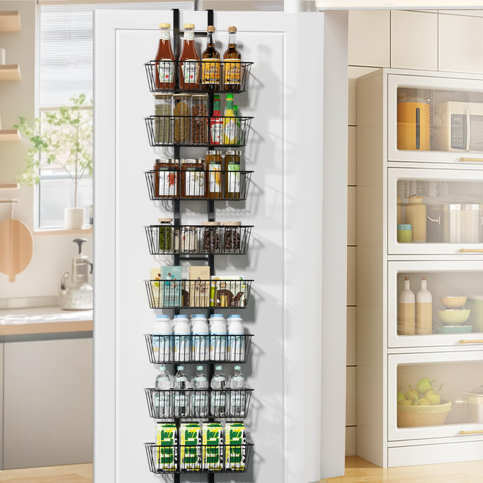Rebrilliant Over The Door Pantry Organizer With Adjustable Baskets - 8 ... - Living Room Storage Solutions Using Hanging Storage Racks With Baskets