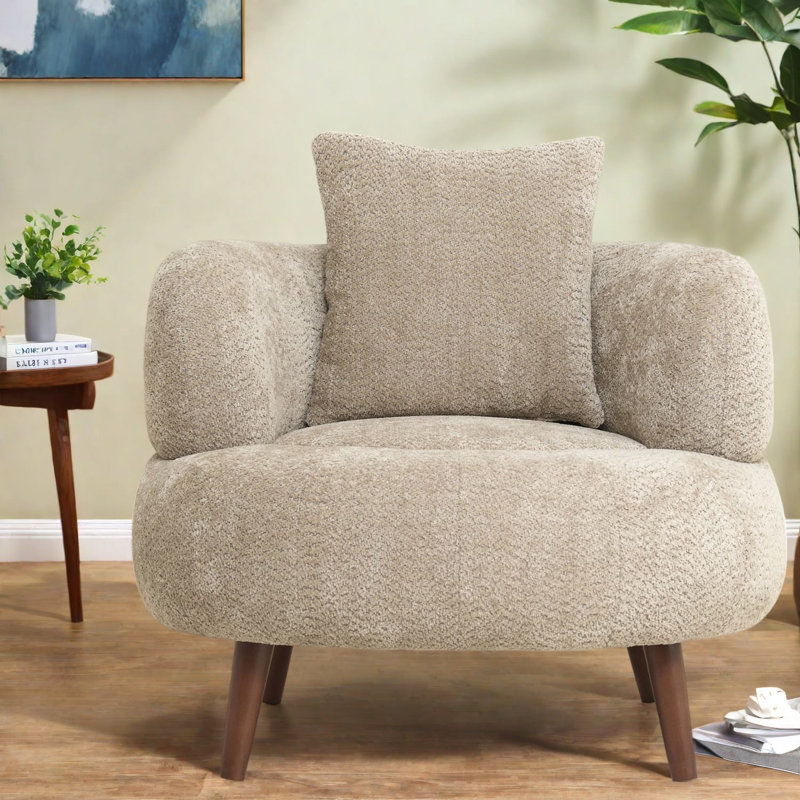 Chaise d'appoint moderne en chenille de 36 pouces avec repose-pieds pour la maison