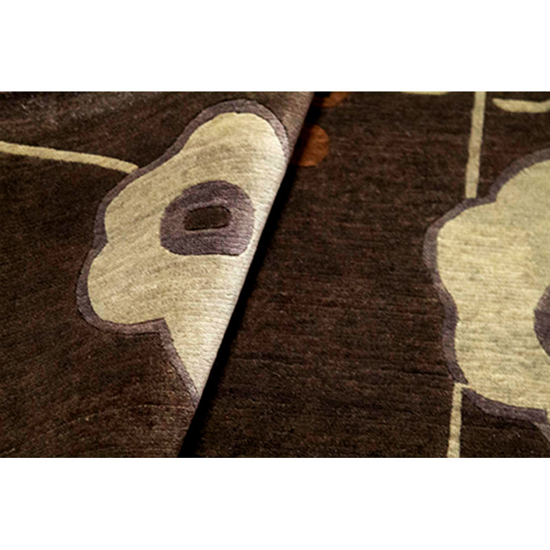 Floral Area Rug in Dark Brown/Yellow/Ivory
