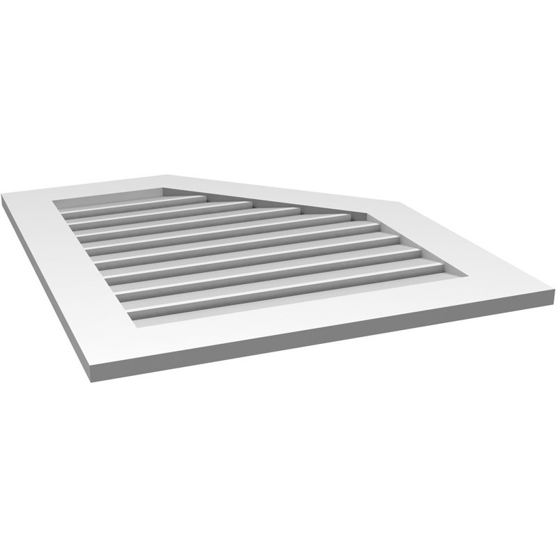 Half Octagon Top Right Surface Mount Signature Urethane Functional Gable Vent, Primed Tan, 1" H x 28" L x 32" W