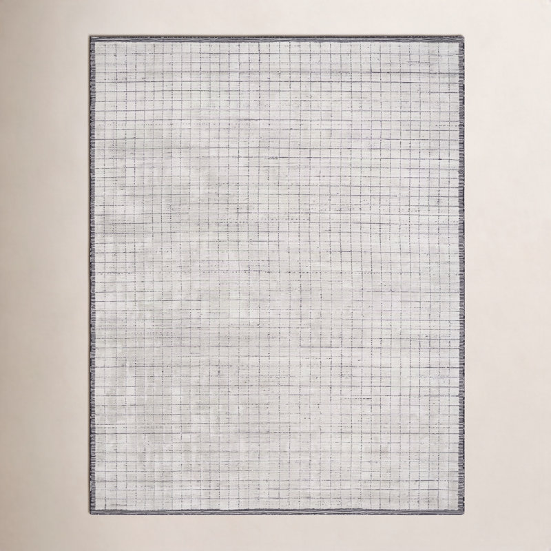 Tapis gris clair touffeté à la main à motif géométrique Jacey, Rectangle de 10 pi x 14 pi