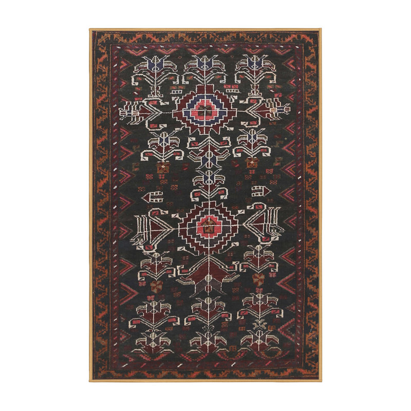 Tapis noir Southwestern, Rectangle 5 pi x 7 pi