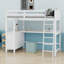 Lit mezzanine avec bureau, tiroirs et tablettes-126665794