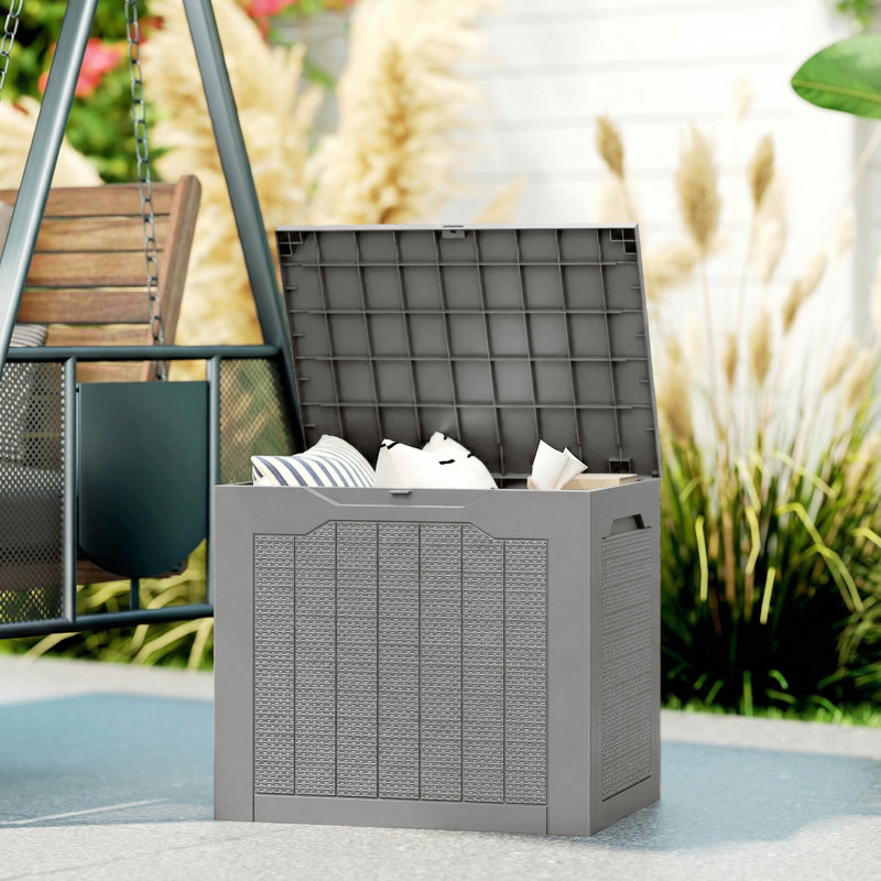 Outsunny 56cm W 93L Polypropylene Lockable Deck Box, Grey