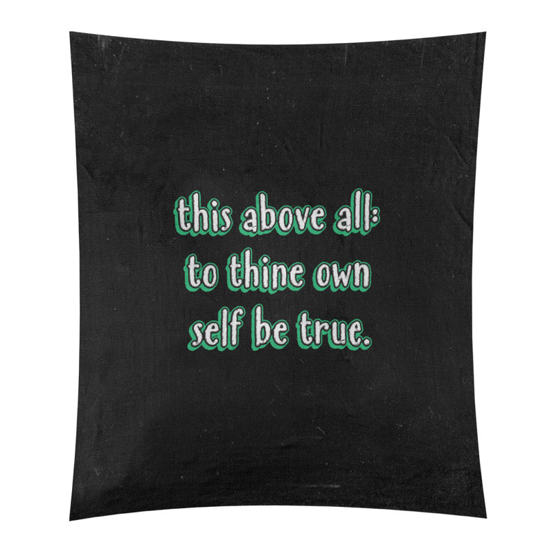 Tapisserie tableau noir en polyester, citation shakespeare, H 60 po x l 51 po, Vert