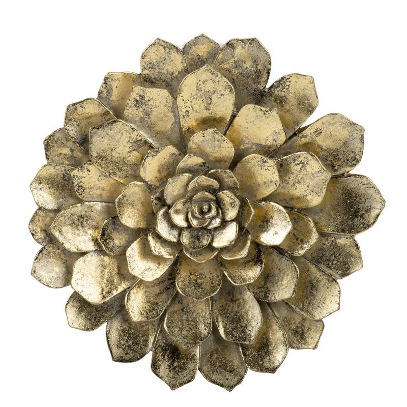 Succulent plaque murale avec lueur dorée - rehausse la finition dorée brillante de la maison et du bureau
