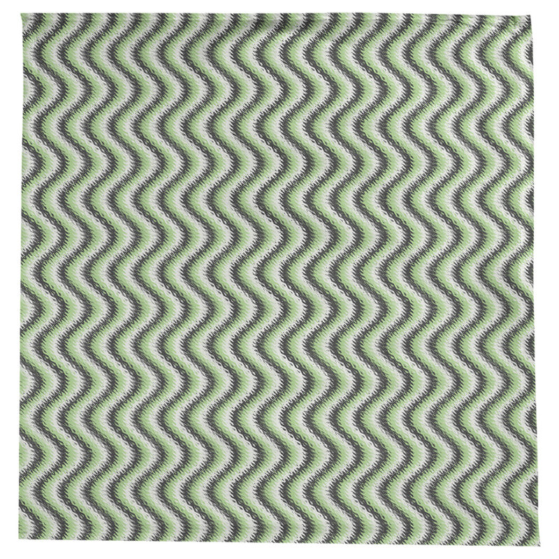 Avicia Chevron 100% Cotton Square Tablecloth, Black/Green