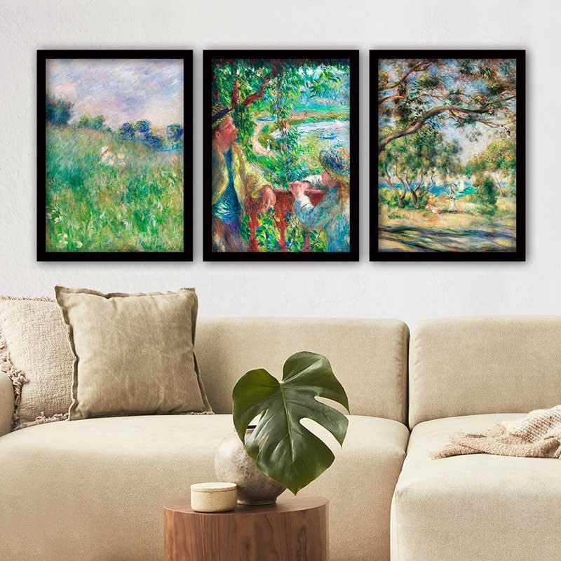 Superbe ensemble de peintures décoratives encadrées (3 pièces) de 21,7 po x 29,5 po chacune | Cadre 100% bois avec polystyrène de 0,8 pouce | Impression numérique UV | Parfait pour la décoration murale de salon, de bureau et de galerie