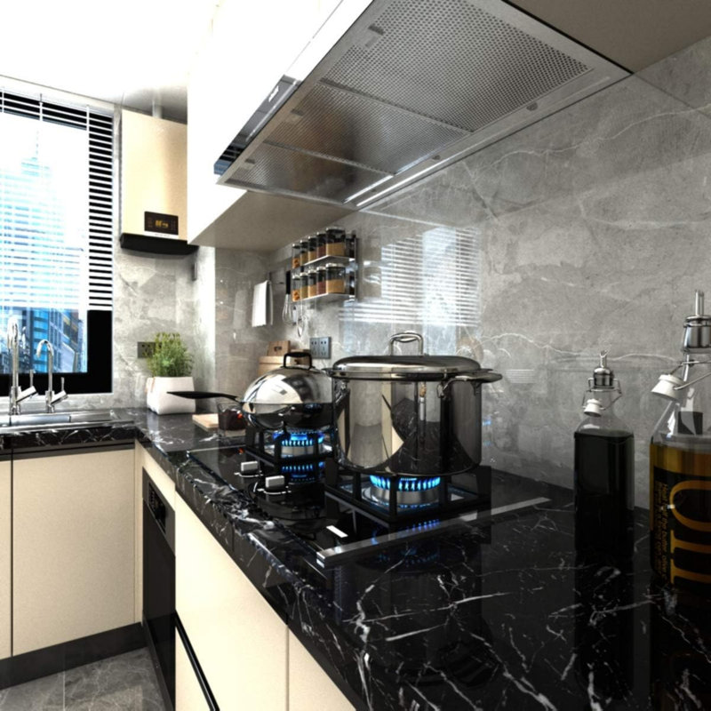 15.75" x 354.33" Marble Wallpaper Self Adhesive Black Kitchen Countertop Granite Paper