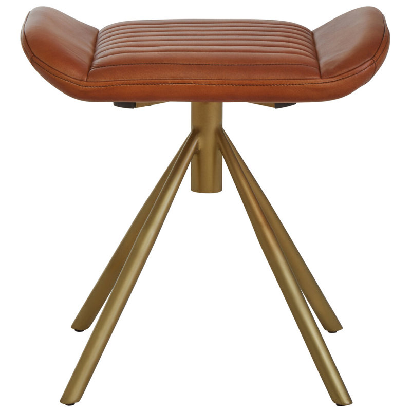 50cm Wide Genuine Leather Footstool Ottoman, Tan