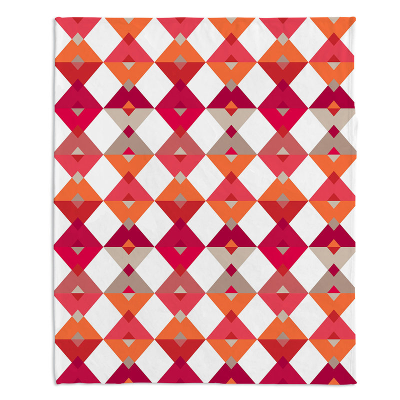 Couverture sherpa doux triangles rouge, l 51 po x L 60 po