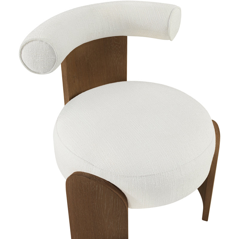 Fauteuil d'appoint Calder, Tissu crème texturé en lin, Brun
