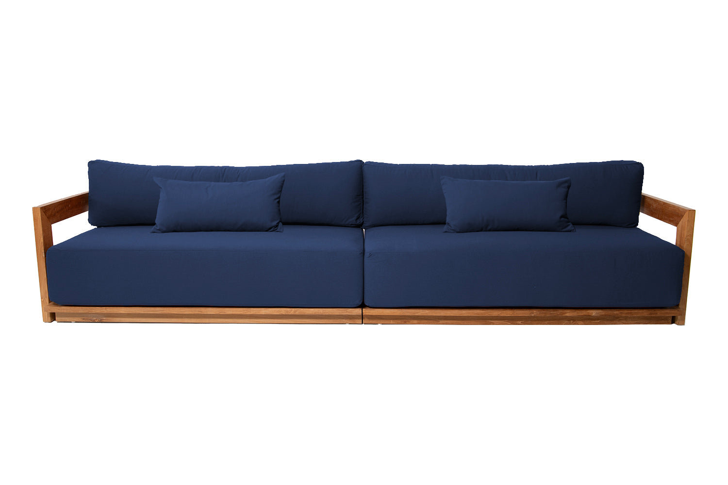 Varenna 119'' Wide Rectangle Teak Patio Sofa with Sunbrella® Cushions, Navy