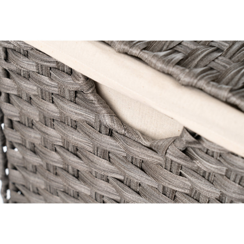 Wicker Laundry Hamper with Handles, Gray