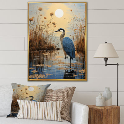 «Iaschome Heron Morning Stroll Pointillism III», reproduction sur toile
