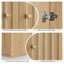 Armoire de salle de bain murale, armoire à pharmacie à double porte avec conception rainurée verticale, armoire de rangement murale pour salle de bain, salle de bain et couloir (chêne)