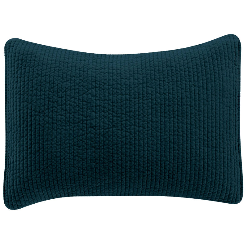 Taie décorative moderne en velours de coton matelassé Stone, Bleu profond, Simple