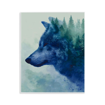 Indigo loup dans les pins brumeux, plaque par Franklyn Gregory