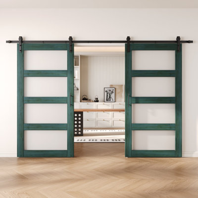 Portes de grange non assemblées et finies en verre à 4 verres de 26 po x 80 po Homquer Royal Pin