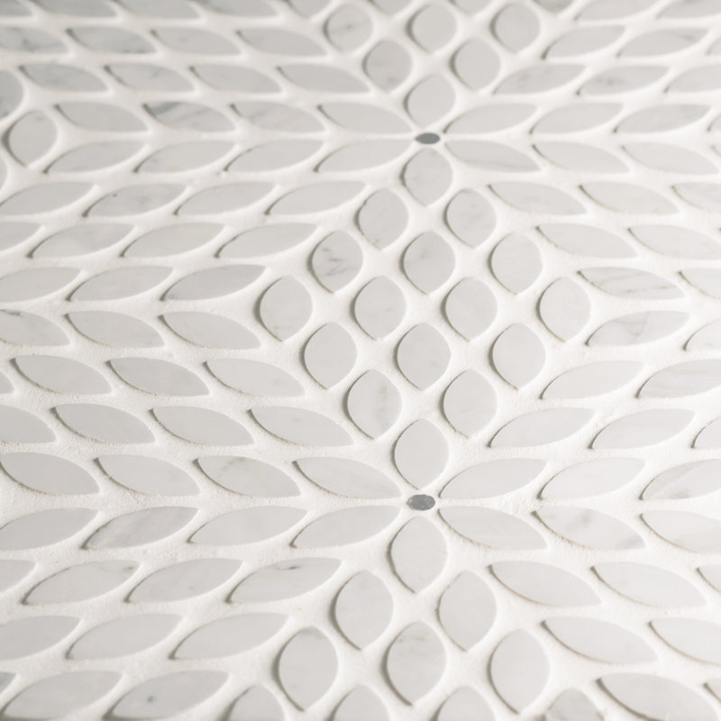 Celeste Marble Mosaic Wall & Floor Tile, White Carrara/Bardiglio