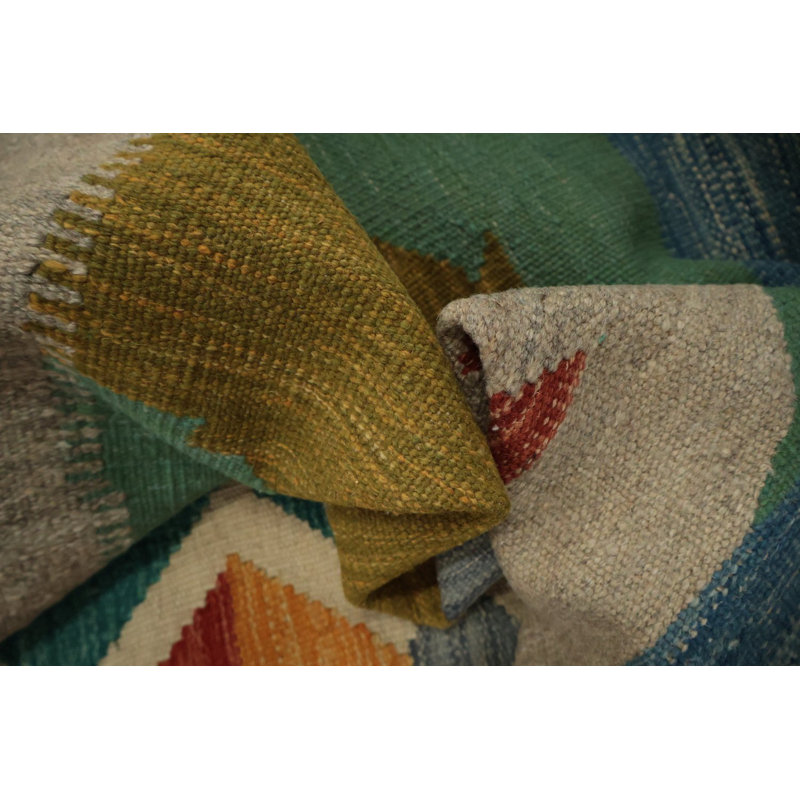 Tapis tribal kilim carré en laine 10 x 10