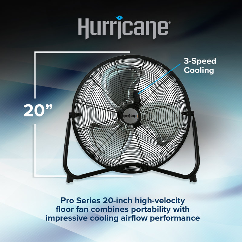 Ventilateur en métal Hurricane Pro, Noir, H 22,5 po x l 24 po x P 7,5 po