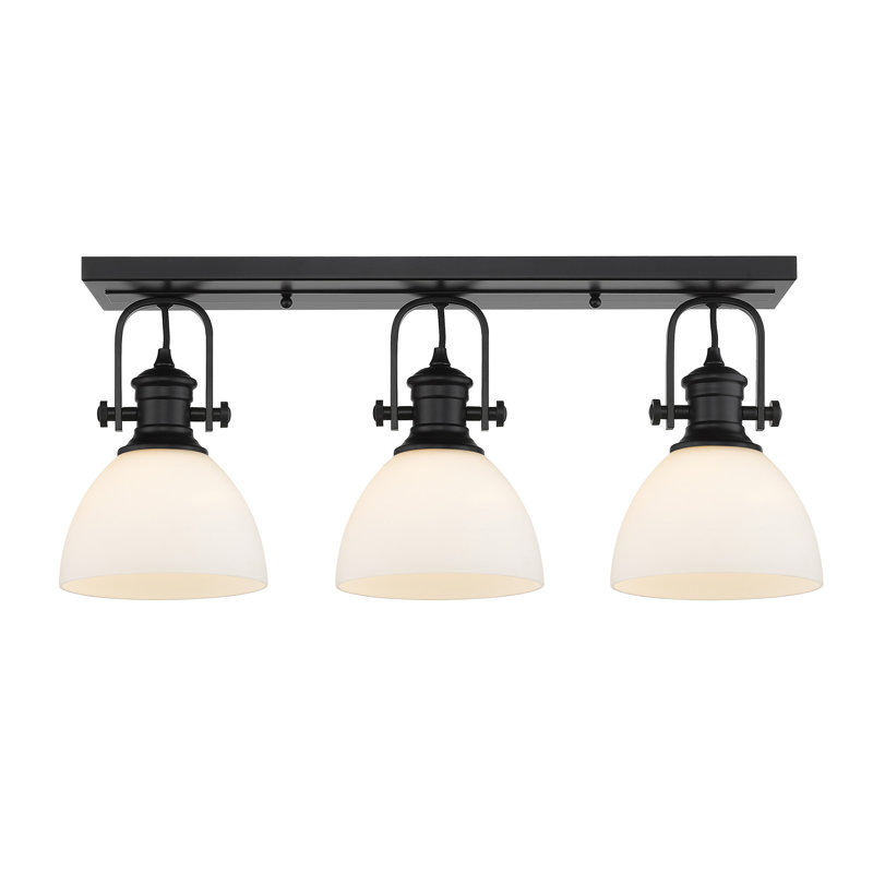 Plafonnier semi-encastré 3 lumières 25,13 po Bales, Verre opale, Noir mat
