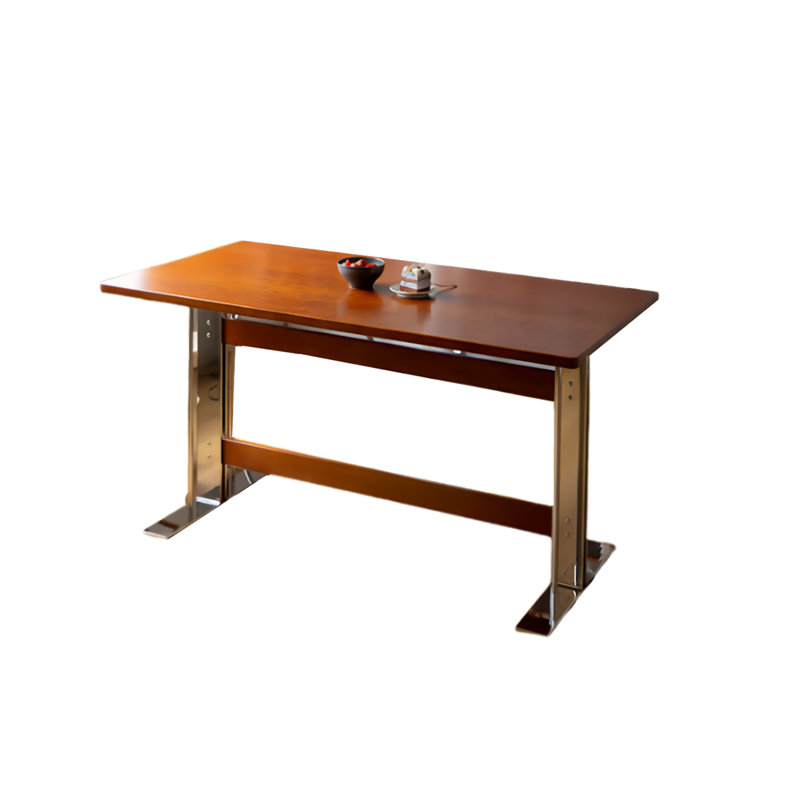 Trinese Cherry Solid Wood Top Metal Base Dining Table, 29.52"H x 62.99"L x 31.49"W