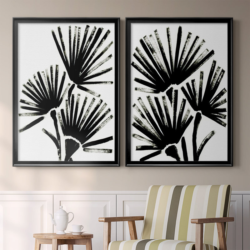 «Fan Brush I», toile encadrée de qualité supérieure - prête à être accrochée, Noir, H 24,5 po x l 37 po x P 2,5 po