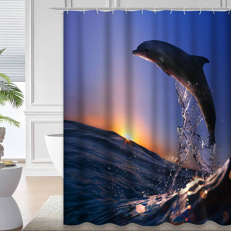 Beautiful Sea Wave Sunset Ocean Surf Shower Curtain with 12 Hooks, L 72 po x l 72 po