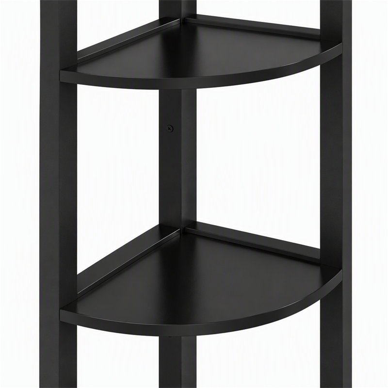 Étagère de coin à 6 niveaux, petite tablette de rangement de coin pour livres, Noir
