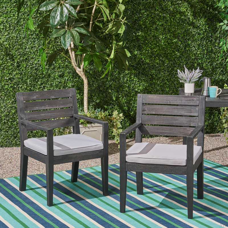 Ensemble de 2 chaises de salle à manger d'extérieur, Gris, Gris foncé