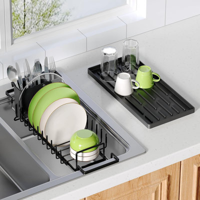 Dish Drying Rack Over the Sink Expandable In Small Drainer Dry for Kitchen Counter