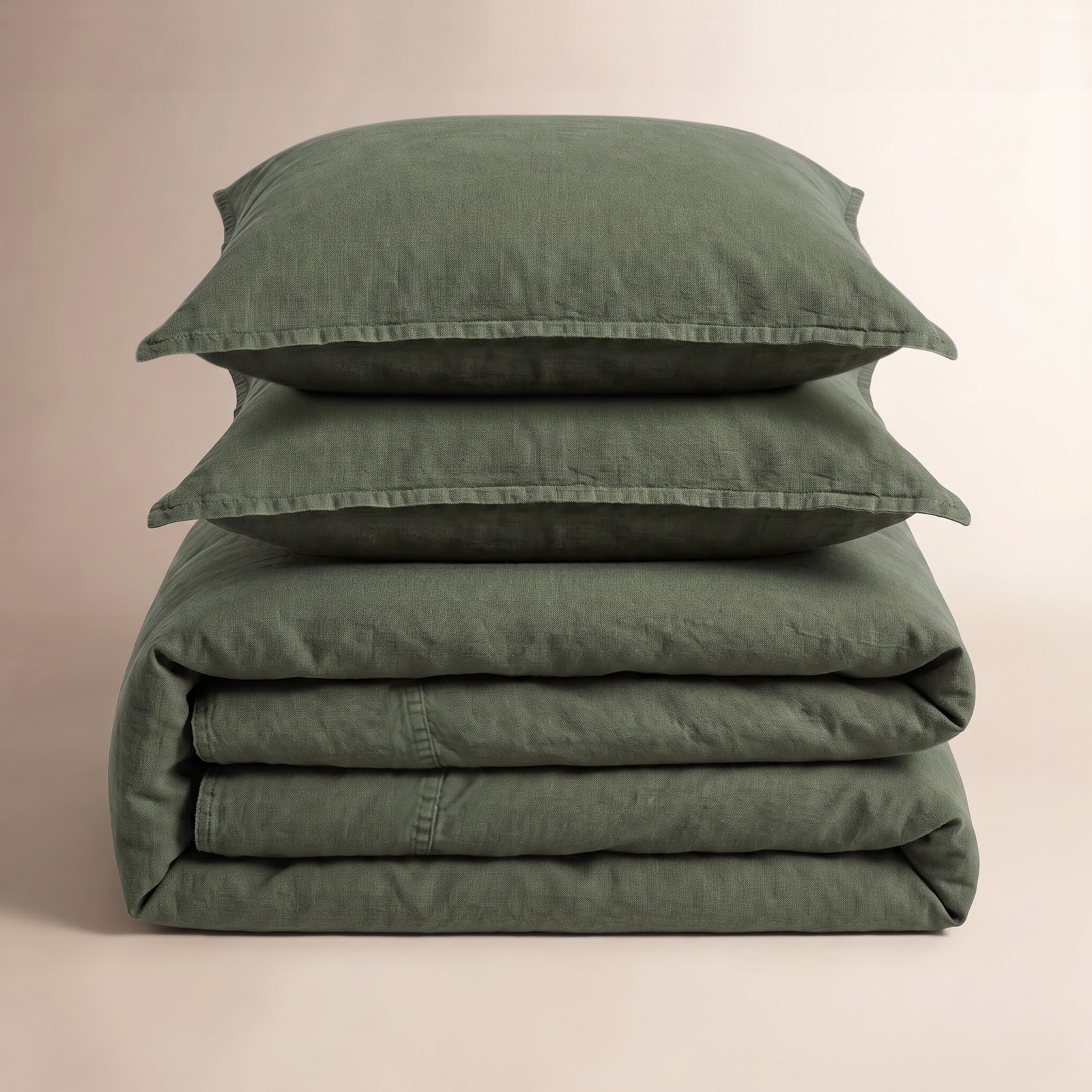 Cotton Canvas Stonewashed Duvet Cover Set, Queen Duvet Cover + 2 Sham Pillows, Duffle Bag