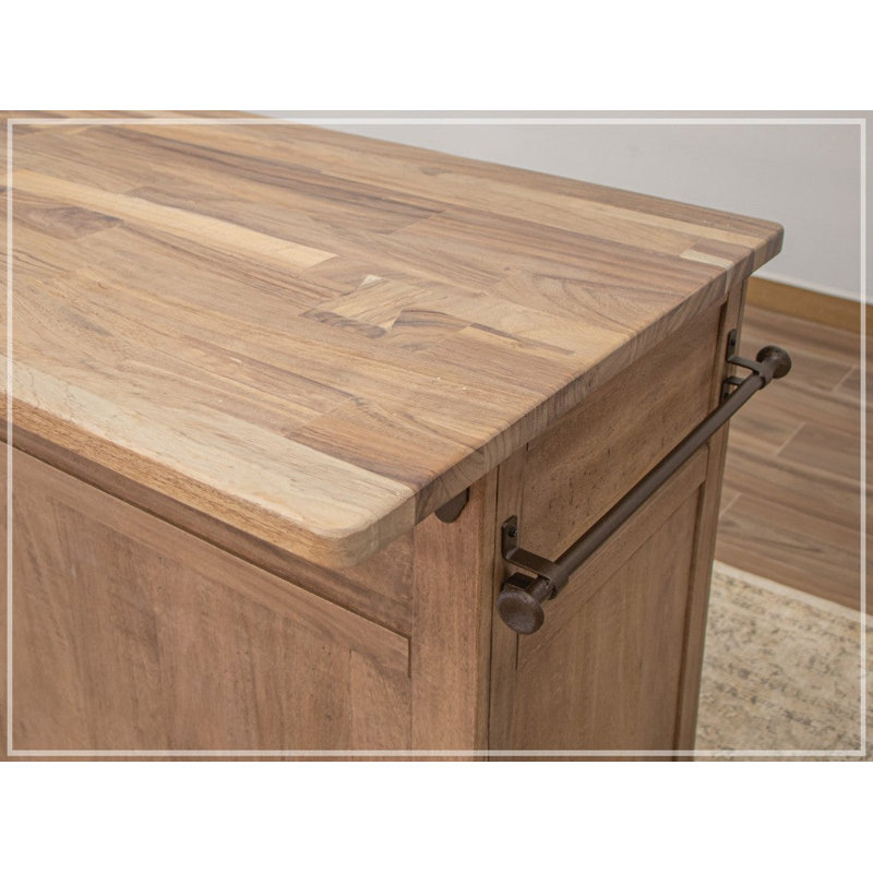 Kitchen Island with Solid Wood Top