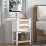 Ariyona 28"H Nightstand White bed table with 2 Drawers for Living Room