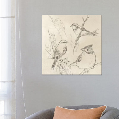 Vintage Songbird Sketch I 1 Piece Wrapped Canvas Wall Art