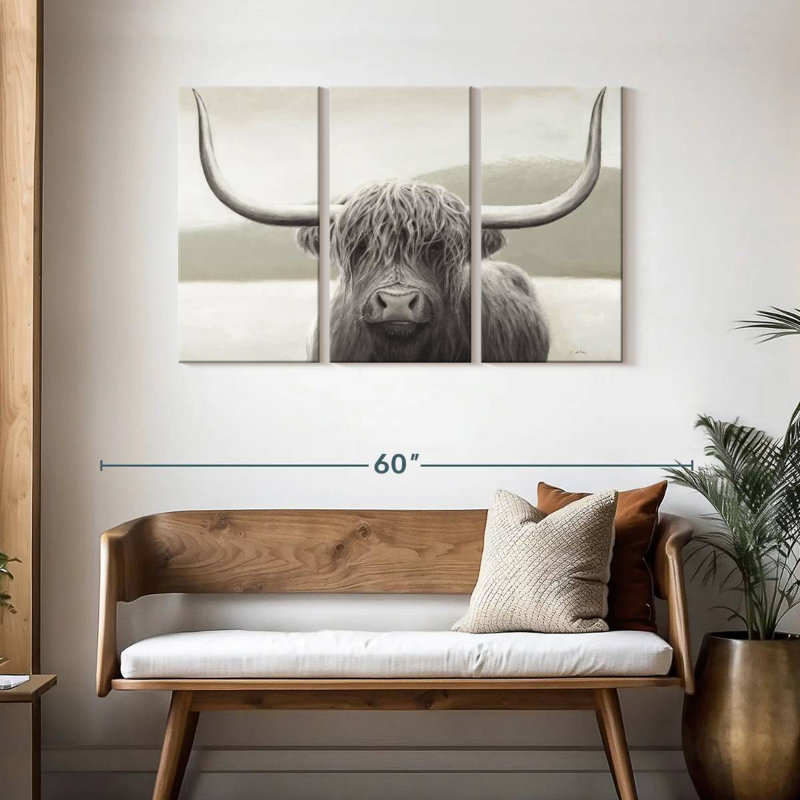 Highland Cow Neutral I, 28" H x 45" W